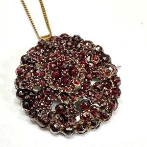 Victorian Garnet Cluster Brooch Pendant | Antique Statement Jewelry